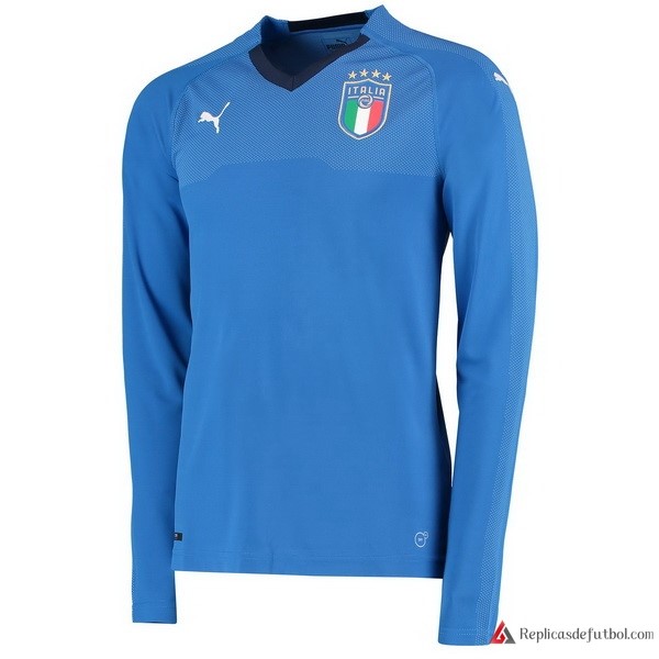 Camiseta Seleccion Italia Primera equipación Manga Larga 2018 Azul